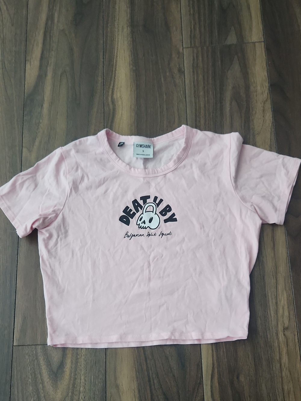Gymshark Pink Cropped Crew Neck Tank with White Logo Small
